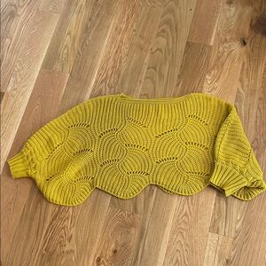 Yellow Hand Knit Women's Sweater Poncho